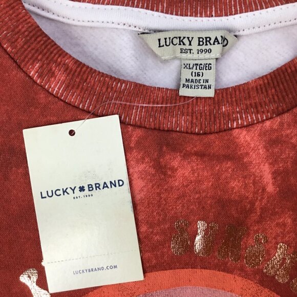 Lucky Brand NWT Crop Sweatshirt LOVE PEACE SUNSHINE Rainbow Girls XL 16 - Picture 6 of 7